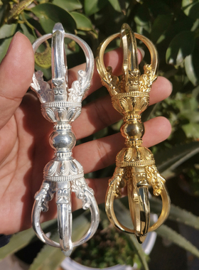 藏传风纯银五股普巴密宗法器