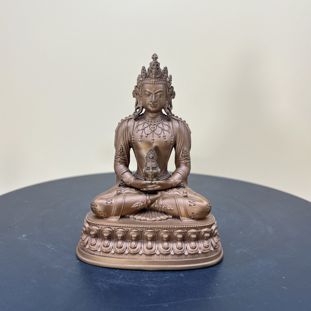 红铜长寿佛紫铜佛像摆件西藏传居家用供奉格鲁派密宗无量寿佛纯铜