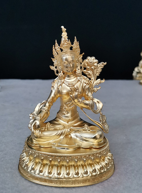 纯银镀金白度母密宗手工小佛像