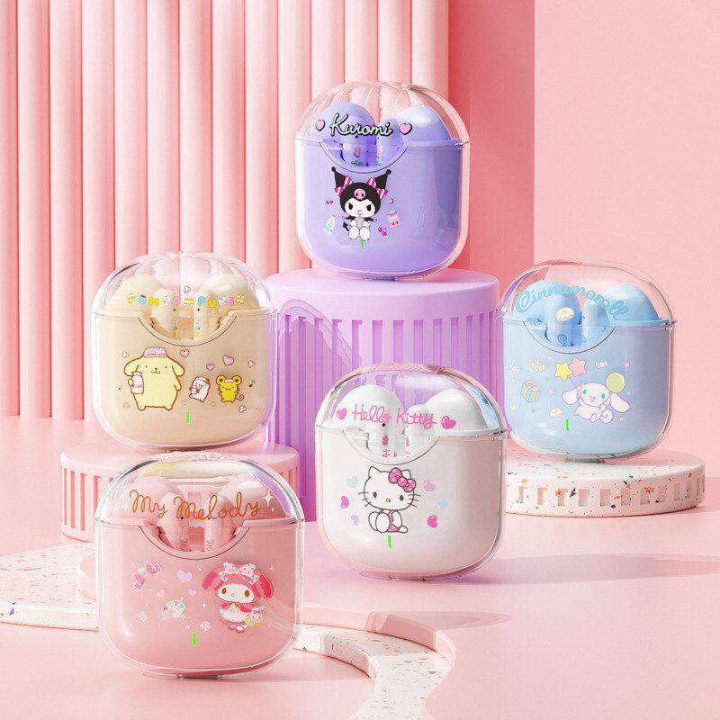 Sanrio/三丽鸥无线蓝牙耳机透明仓可爱卡通女生高颜值游戏运动款