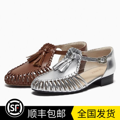 商场同款2025春季新款时尚编织流苏玛丽珍鞋凉鞋女单鞋YZK02AK5