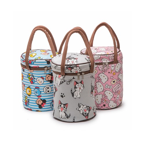 1件包邮帆布带超大圆桶饭盒袋