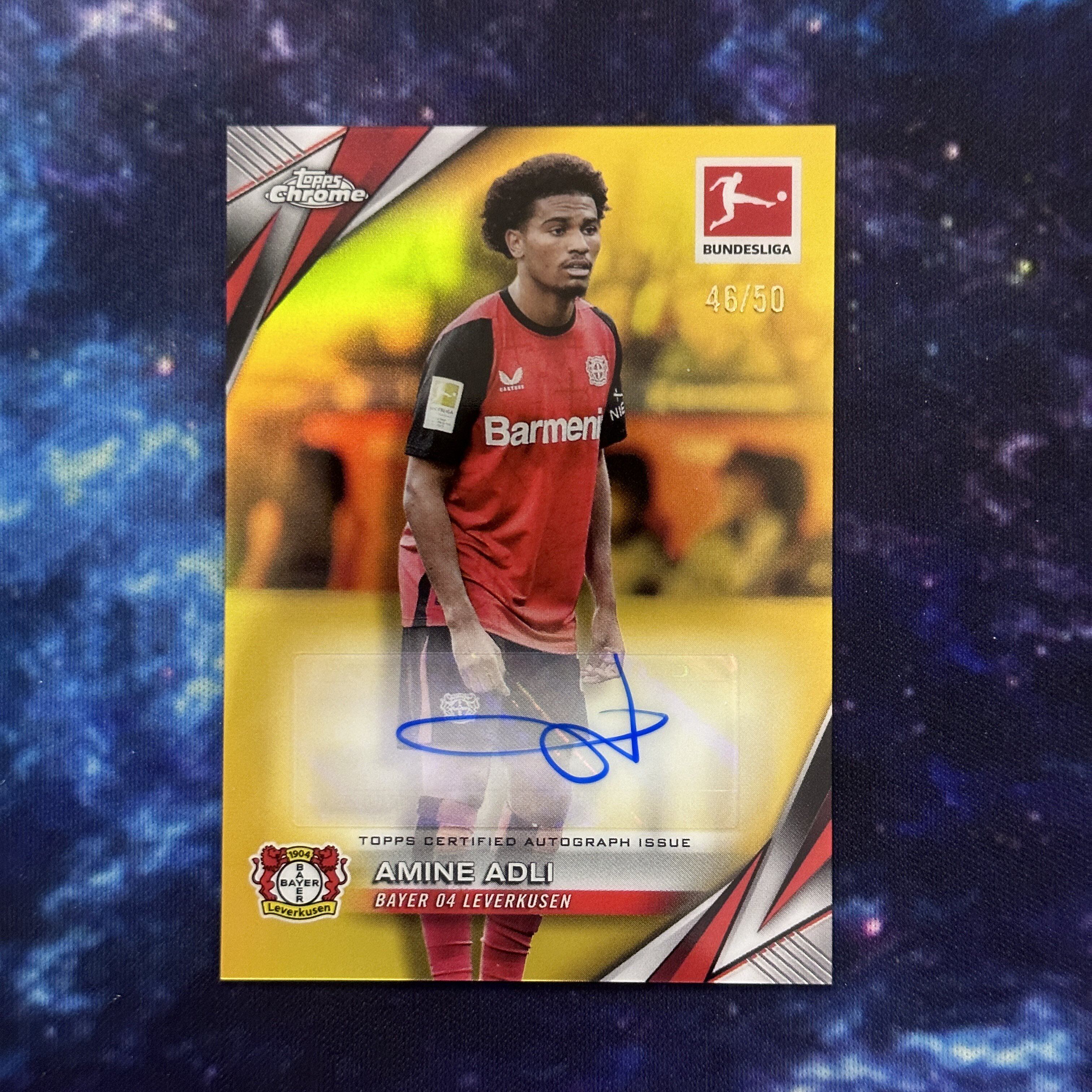 2024-25 Topps 欧冠球星卡50编金折射签名签字卡 阿迪利 勒沃库森