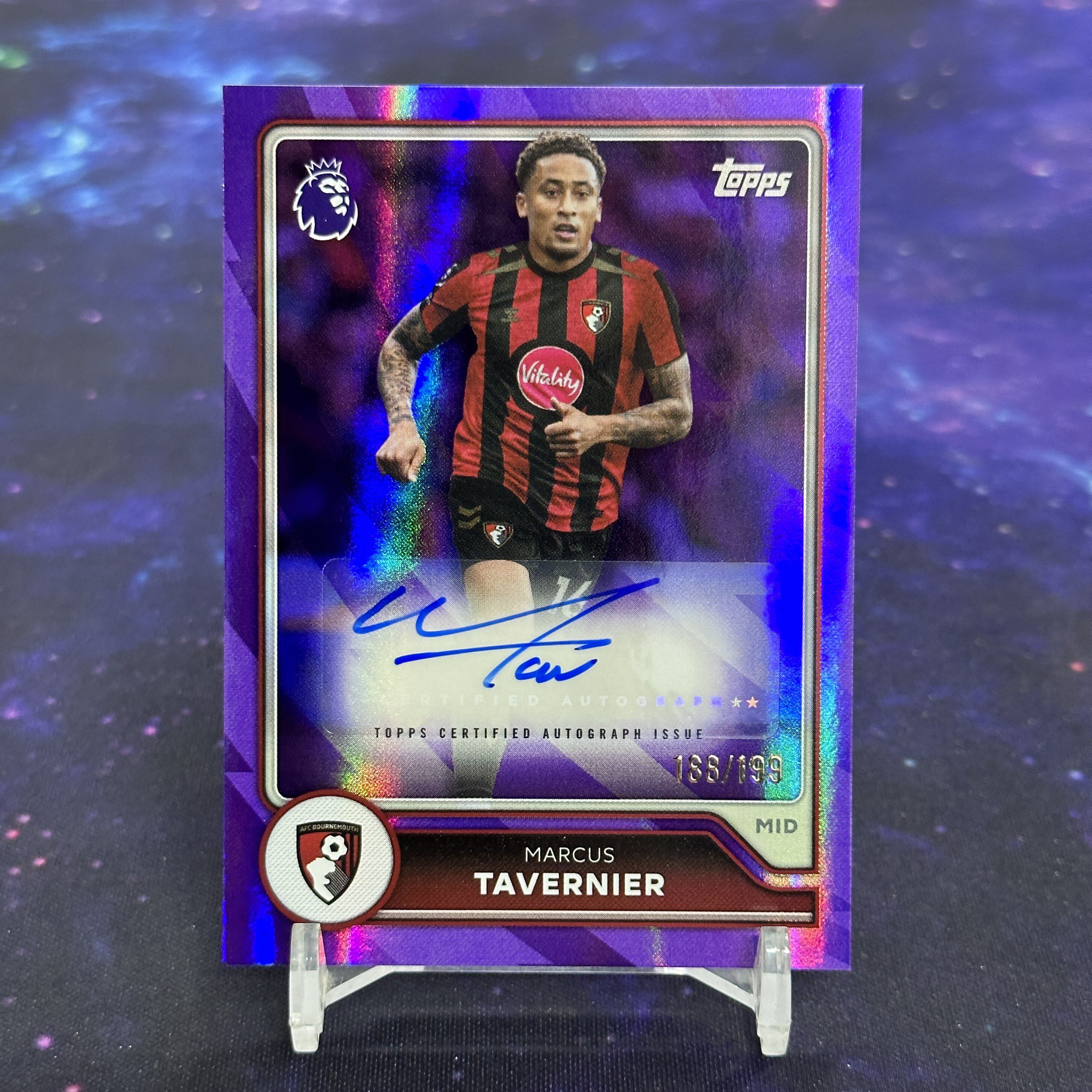 2026-27 TOPPS 英超球星卡 199编签名签字卡 塔韦尼耶 伯恩茅斯