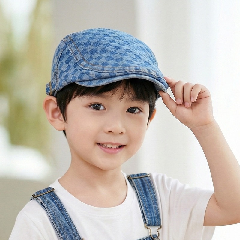 亲子款儿童帽子春秋韩版宝宝贝雷帽男童牛仔鸭舌帽女童反戴前进帽