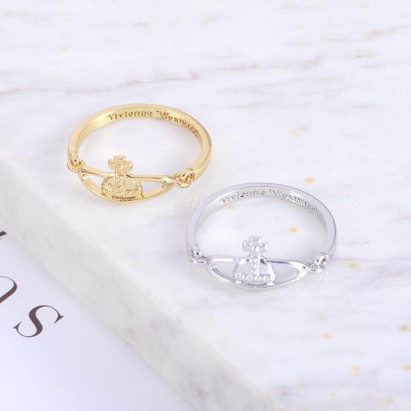 欧美风时尚小众创意设计可转动镀金光面星球土星造型设计戒指女生