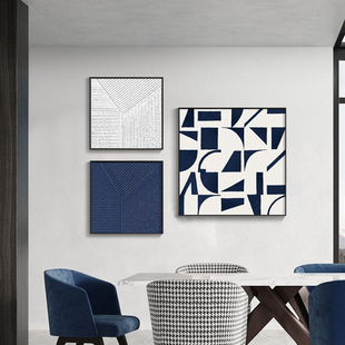 餐厅抽象组合装饰画现代克莱因蓝客厅玄关壁画北欧轻奢高级感挂画