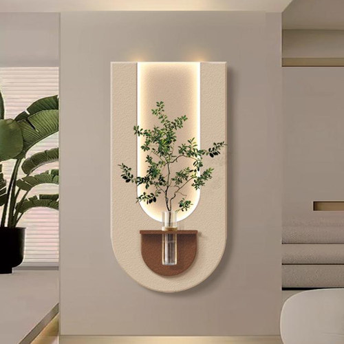 奶油风绿植玄关砂岩画立体新款