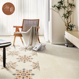 法式复古拼花莱姆石瓷砖别墅室外庭院露台仿古砖客厅卧室防滑地砖