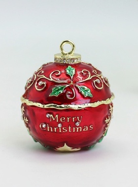 珐琅彩圣诞球铃铛首饰盒摆件圣诞树挂饰节日桌面合金装饰品礼物