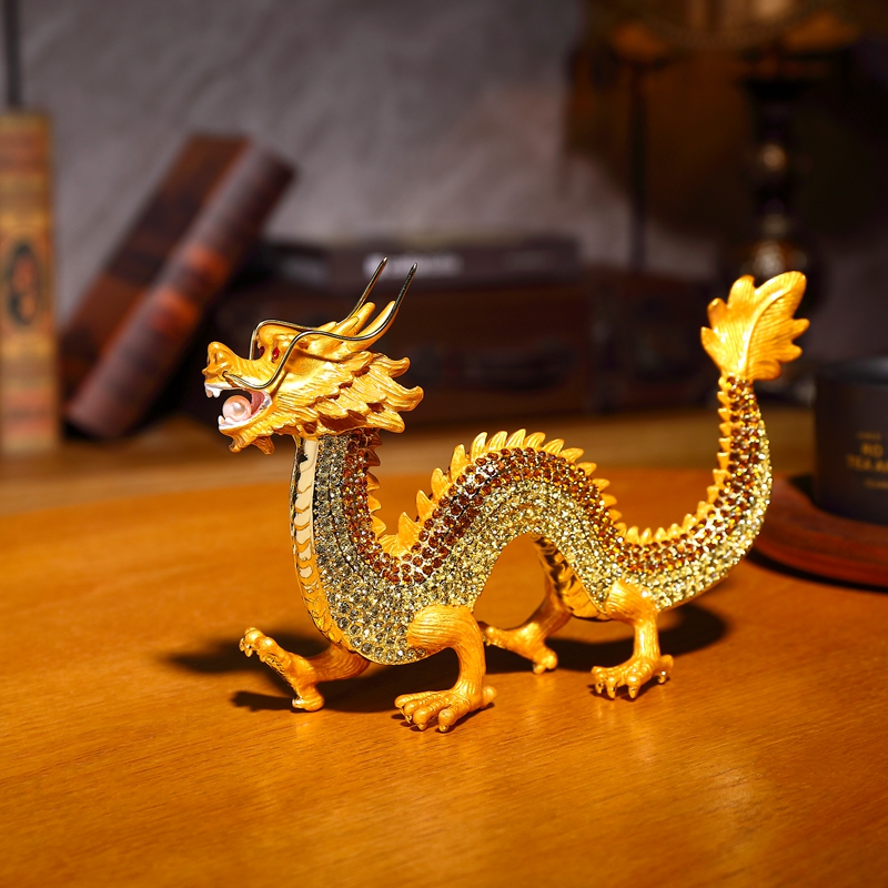 创意乔迁招财现代桌面满钻生肖龙家居金属时尚摆件轻奢新年礼品