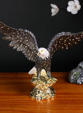 金属工艺品珐琅彩老鹰大鹏展翅办公室风水摆件送领导商会创意礼品