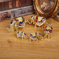 轻奢创意家居金属风水摆件五套象合金大象家族首饰盒泰国装饰品