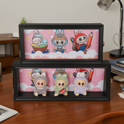Labubu 搪胶毛绒娃娃展示框 POP MART 盲盒手办礼物收纳盒可挂墙