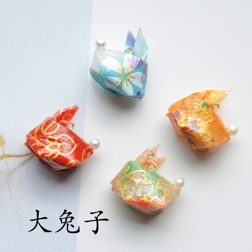 DJ45 大兔子如意兔立体日系和风兔子吊坠原创滴胶 DIY耳饰配件1枚