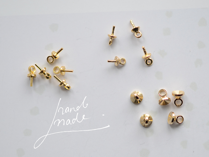 F37 铜镀真金 3mm4mm小吊盖可粘半孔珠 盖子 DIY吊坠配件 1个