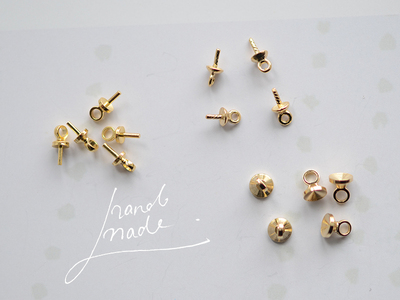 F37 铜镀真金 3mm4mm小吊盖可粘半孔珠 盖子 DIY吊坠配件 1个