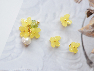 4个 SZ344Y DIY绕线成品 黄色迷你树脂小花桂花吊坠 包 桂子花开