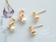 吊坠耳钉 V780 微镶锆石小猫贝壳珍珠 18K包金镀金DIY手工配件