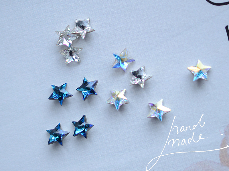 diy五角星无孔水晶半宝石散珠