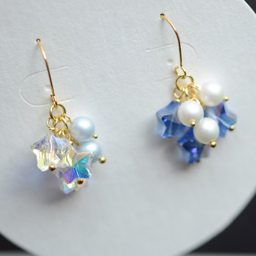 SZ374 星辰大海水晶星星珍珠吊坠手工成品配件DIY挂件饰品材料1个
