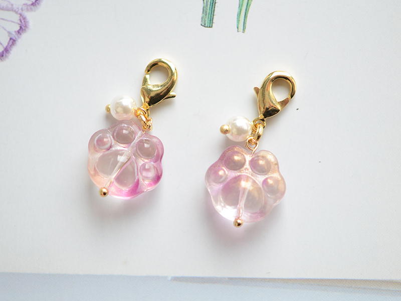 AG03 卡哇伊粉色猫爪万能扣龙虾扣吊坠手工成品DIY钥匙扣包挂件