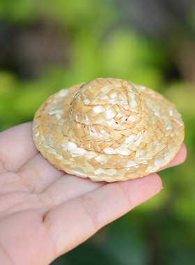 LF53 迷你小帽子小草帽黑色礼帽  BJD娃娃袖珍配件材料 1个