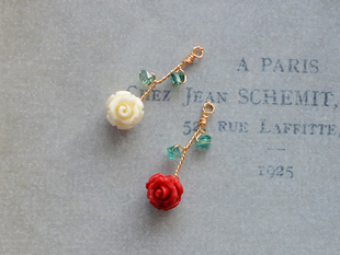 RX41 带刺的小玫瑰 贝壳小花绕线 DIY手工吊坠耳饰成品配件 1个