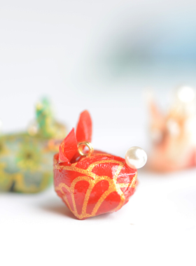 DJ38 小兔儿如意兔立体鼓鼓小兔子吊坠 原创滴胶 DIY耳饰配件 1枚