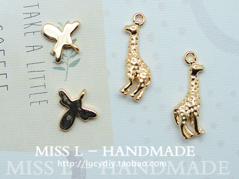 手工diy18k金小动物吊坠