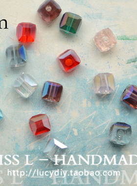 ZM85水晶6mm方块水钻方糖半宝石diy散珠链吊坠手工配件材料串珠