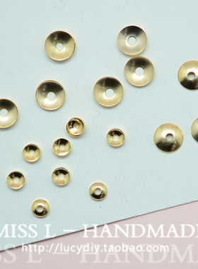 F87 铜镀真金 45mm 铜薄片碗形小花片小花帽 DIY饰品配件 1克装