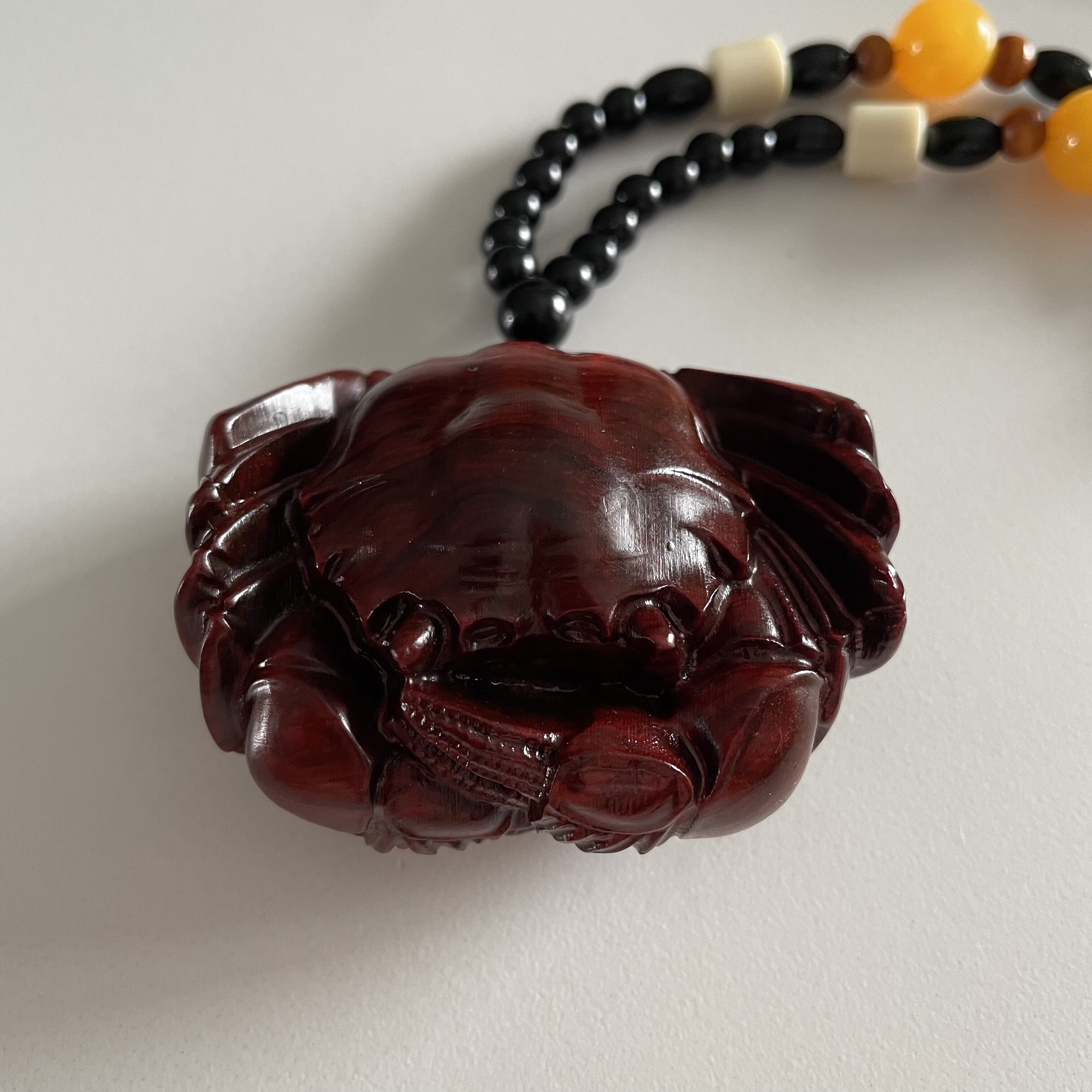 紫檀木螃蟹手把件摆件八方来财摆件挂件木雕文玩男女士手把件挂件