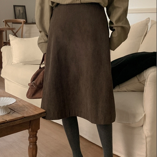 新款 韩国代购 2025靓丽冬装 女装 拉链后松紧显瘦气质半身裙特87 大码