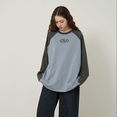 大码 圆领宽松配色插肩袖 女装 韩国代购 2026靓丽冬装 新款 字母长袖