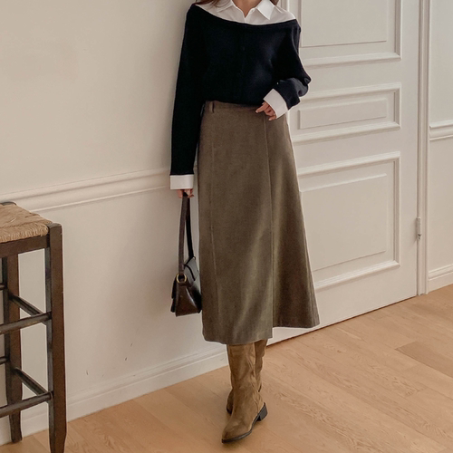 韩国代购大码女装2025靓丽冬装新款拉链后松紧显瘦淑女毛呢半身裙