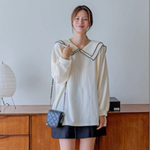 大码 娃娃领时尚 女装 韩国代购 2026靓丽冬装 新款 宽松长袖 淑女T恤特