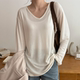 大码 V领宽松显瘦纯棉套头长袖 女装 韩国代购 2026靓丽冬装 新款 T袖 特