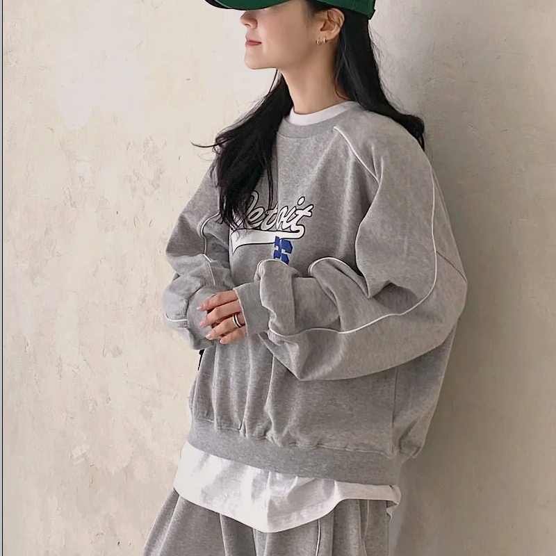 韩国代购大码女装2026靓丽冬装新款圆领宽松显瘦字母条纹卫衣特10,女装/女士精品,卫衣/绒衫,淘宝优惠券,粉丝福利购,淘宝优惠卷