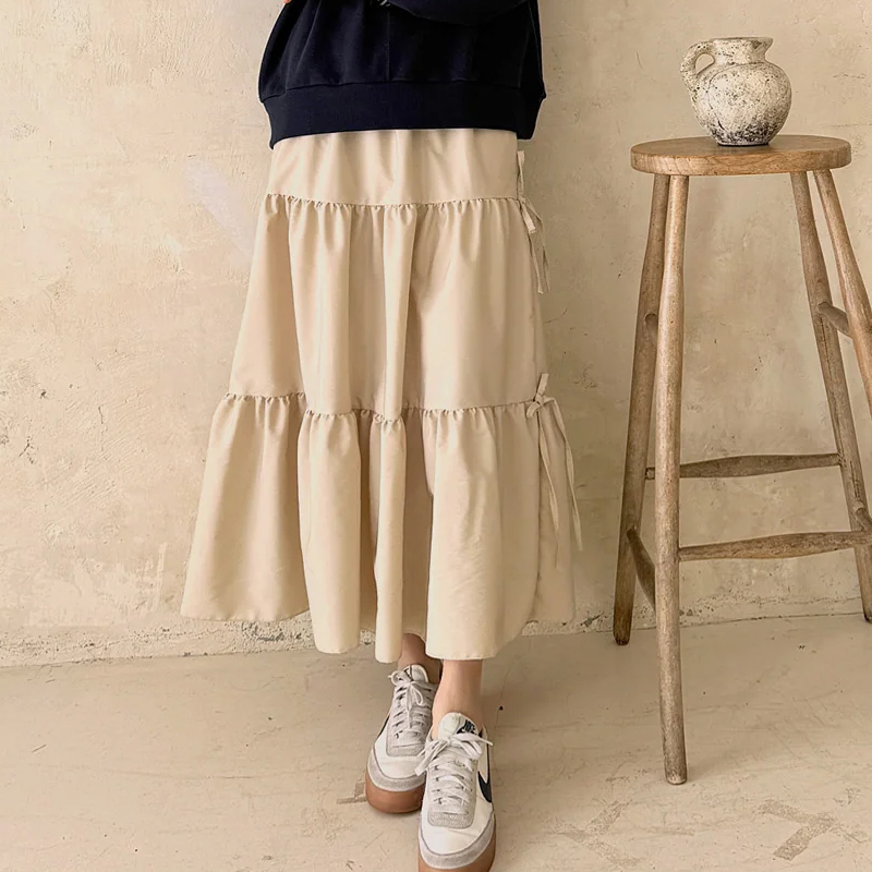 韩国代购大码女装2026靓丽冬装新款圆领宽松蝴蝶结装饰宽松半身裙,女装/女士精品,半身裙,淘宝优惠券,粉丝福利购,淘宝优惠卷