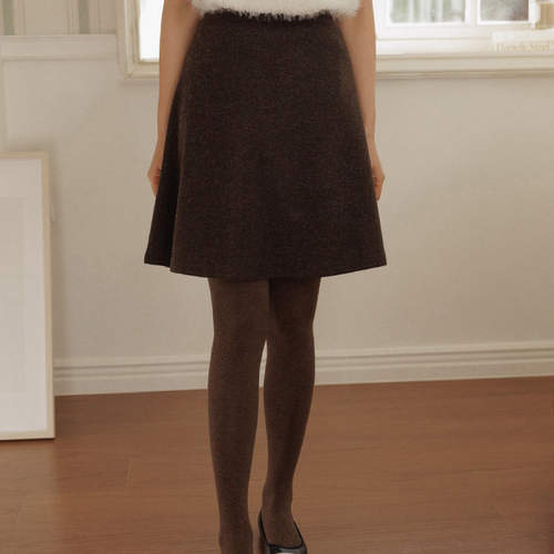 韩国代购大码女装2025靓丽冬装新款拉链后松紧毛呢气质半身裙特16