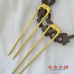 汉服古装唐风锦绣国色芳华U钗簪花仕女图发簪供养人汉服发钗包邮