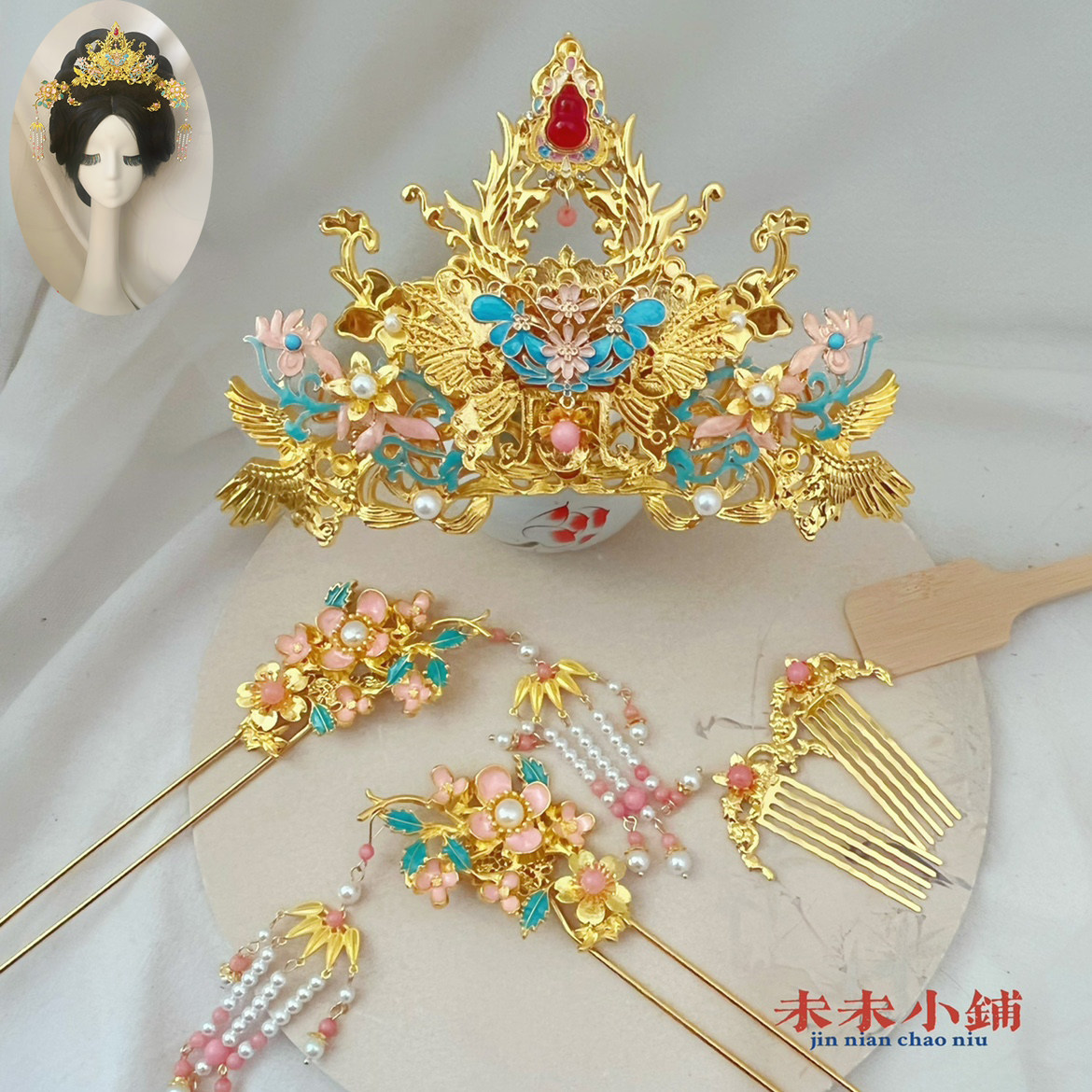 复古汉服明制宋唐风桃夭少女孩拍发饰