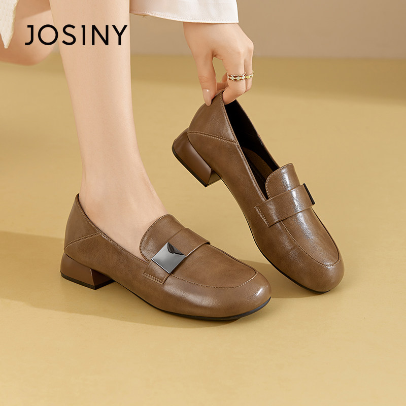 卓诗尼撤柜正品复古乐福鞋女方跟深口一脚蹬圆头休闲百搭两穿单鞋,女鞋,乐福鞋（豆豆鞋）,淘宝优惠券,粉丝福利购,淘宝优惠卷