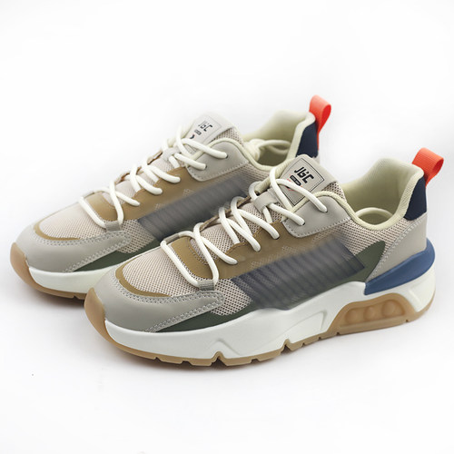 金佰川春秋新款男鞋圆头系带深口网面运动鞋休闲平底休闲鞋百搭潮