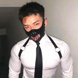 男士潮面罩欧美饰品万圣节个性口罩皮革面罩朋克嘻哈夜店网红情侣