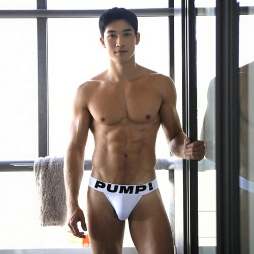 PUMP内裤低腰性感囊袋男士纯棉提臀双丁字裤透气欧美青年运动T裤