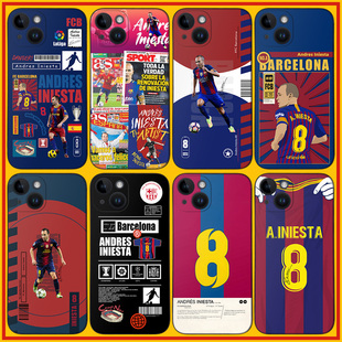 伊涅斯塔手机壳ip16promax巴塞罗那15plus西班牙P70硅胶软壳mate60欧冠Reno10 S24足球iqoo12荣耀100 K70米14