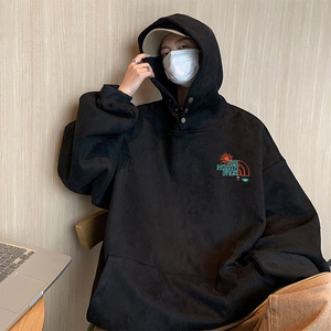 抖音直播得物高品质麂皮绒宽松男连帽卫衣外套W7021P55控79,漂洋过海来看你女主穿搭图片