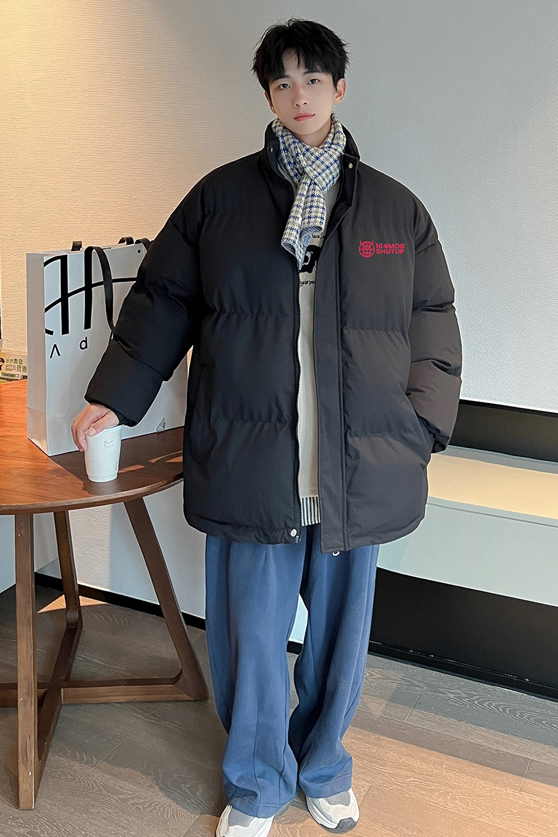 已注册有版权直播抖音宽松红字印花面包服羽绒棉棉衣外套M1060P90,男装棉衣,电商C408-1(原B339-1)